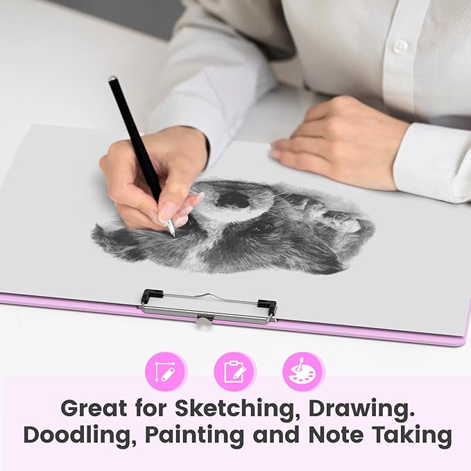 Extra Large 11x17 Clipboards, Plastic Pink Drawing Boards, Horizontal Clip Board, Landscape Layout. Suitable for Watercolor, Sketching, Painting. Art & Drafting Supply(Pack of 6)