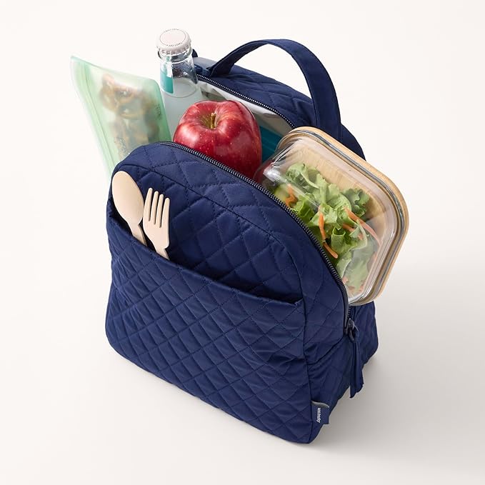 Premium Cotton Large Lunch Bag, Peacoat, One Size