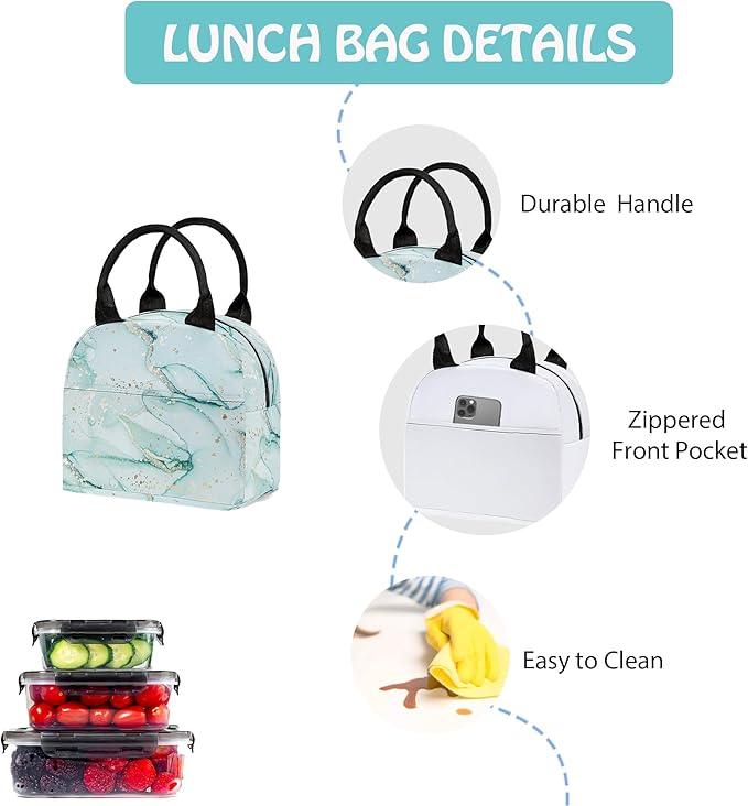 Marble 3PCS Backpack for Boys Girls, Kids Back to School Backpack Set with Lunch Box Pencil Case, 17 Inch Lightweight Bookpack 3 in 1 Set for Teens Elementary Middle High School Students