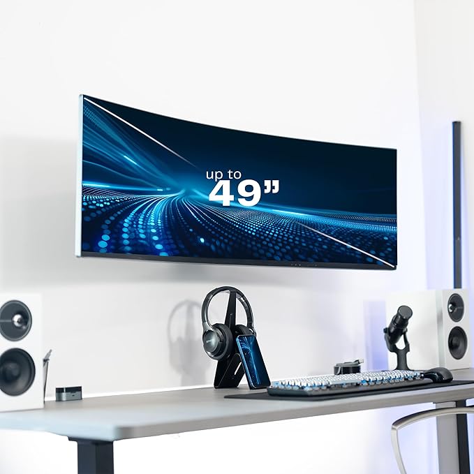 VIVO Full Motion Ultrawide Monitor Wall Mount, Fits Ultra-Wide Screens up to 49 inches and 44 lbs, Wide VESA Range with Tilt and Swivel, Black, MOUNT-VW06