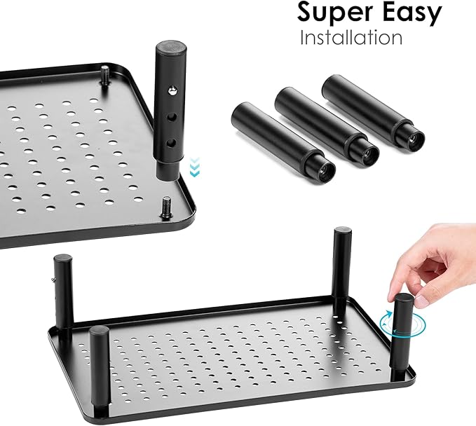 Monitor Riser Desktop Stand, Flat Screen TV Monitor Stand Riser, Sturdy Metal Laptop Computer Monitor Stand Shelf for Printer, iMac, 3 Height Adjustable PC Stand with Mesh Platform