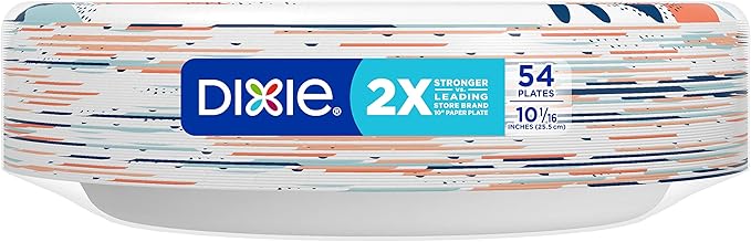 Dixie Paper Plates, 10 Inch, 86 Count Pack of 2 | 2X Stronger | Microwave-Safe | Soak-Proof | Cut Resistant