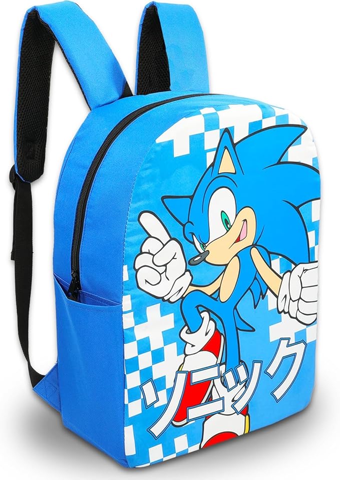 Sonic the Hedgehog Backpack with Lunch Box Set - Bundle with 16” School Bag, Lunch Tin with Puzzle, Water Bottle, Stickers, and More | Sonic Backpack and Lunchbox