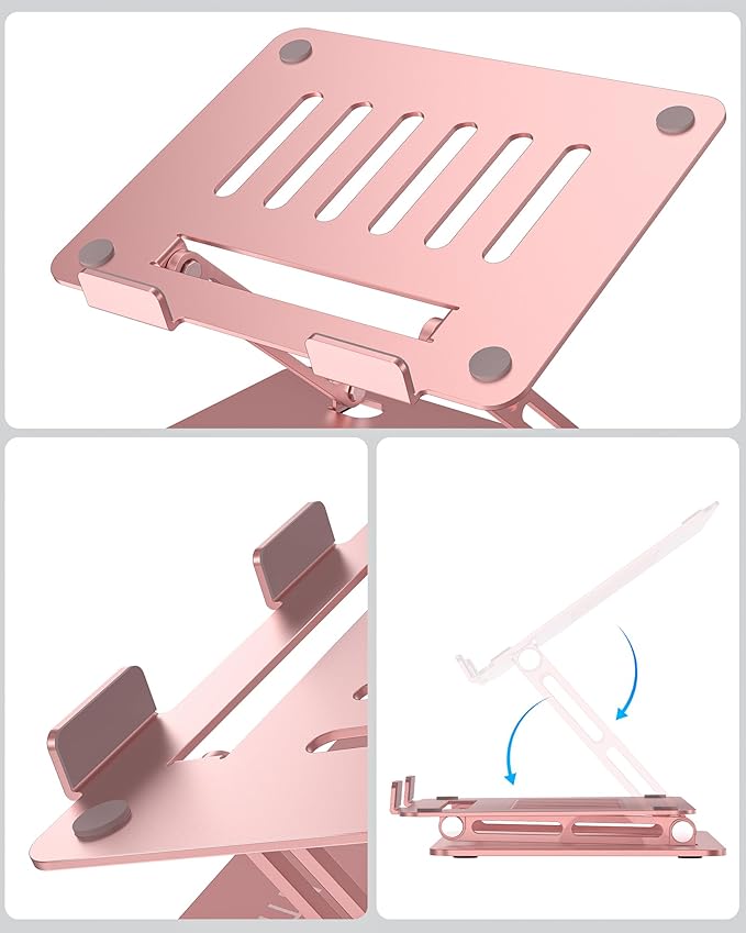 Adjustable Laptop Stand, Ergonomic Computer Stand for Desk, Aluminum Ventilated Colling Laptop Riser Holder Mount Compatible with MacBook Pro Air, HP, 10-15.6" All Laptops