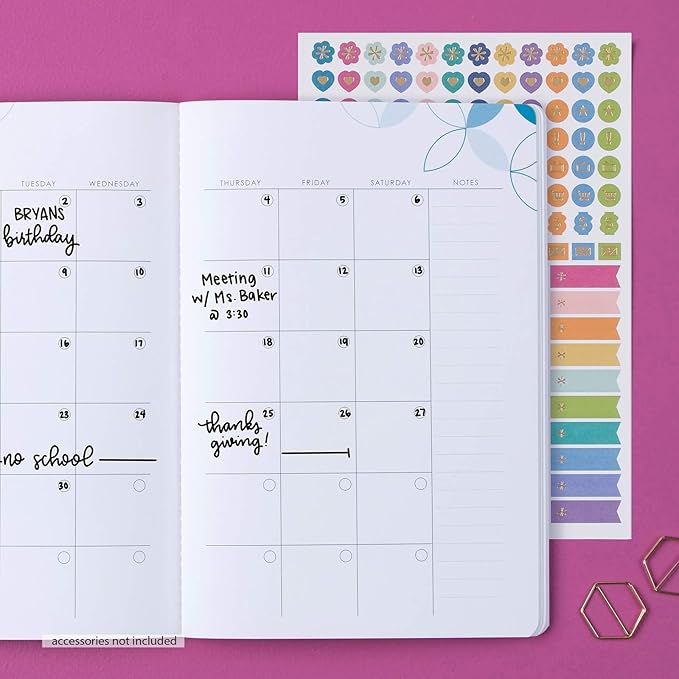 Erin Condren Undated 12 Months Customizable Agenda Petite Planner - Perfect for Tracking Monthly To-Dos or Monthly Project Goals. 140 Stickers Included