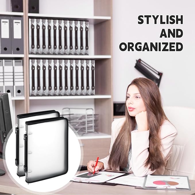Teling 4 Pcs 1 Inch Clear Zipper Binder with 3 Ring Zipper Binder, Refillable Plastic Clear File Organizer Planner for Projects, Assignments, Memos, School Work, 11.3 x 9.6 Inch