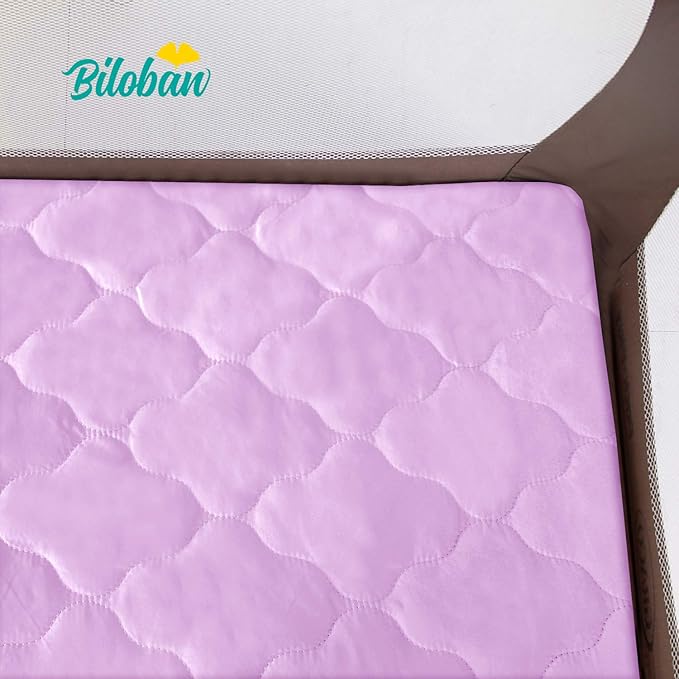 Biloban Waterproof Sheet for Pack n Play Quilted, Playard Sheet Protector 39inch X 27inch fits for Baby Foldable and Playard Mattress, Portable Mini Crib, Lavender