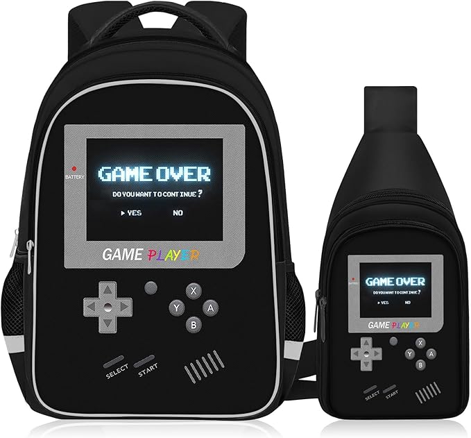 School Backpack For Boys - Gamer Boys Backpack For Kids Children Teens Elementary Middle School - Ages 6-18，17″