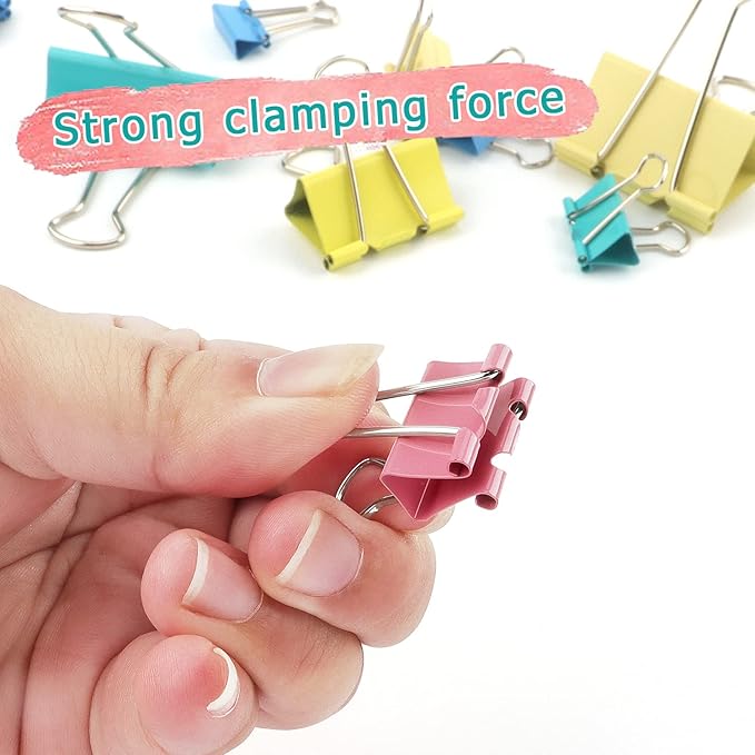 ZZTX Binder Clips Paper Clamps Clips for Office Small Size, Assorted Color, 0.75 Inches, 40 Pieces