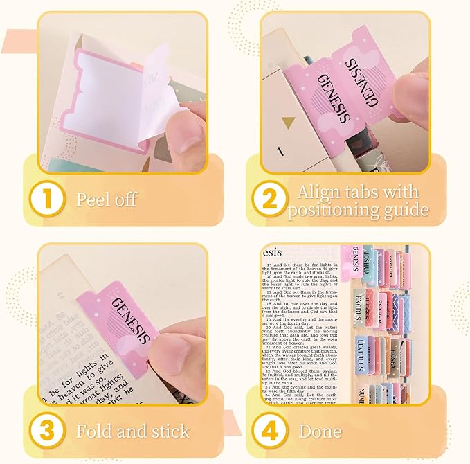Bible Tabs for Women, 66 Large Print Laminated Bible Chapters Index Tabs and 39 Blank Dividers Sticky Labels, Cute Beauty Geometry Bible Study Supplies, Journaling Accessories, Christian Gifts for Men