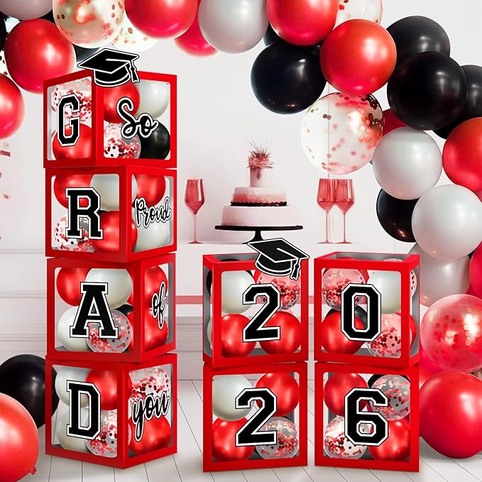 2026 Graduation Decorations, Red And Black Graduation Decorations 2026 Arch Kit Boxes With Letters 2026 Grad for Middle School High School College ect.