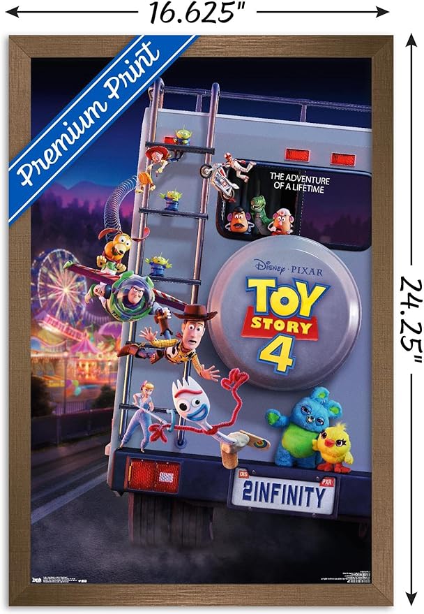 Trends International Disney Pixar Toy Story 4 - Final One Sheet Wall Poster, 14.725" x 22.375", Bronze Framed Version