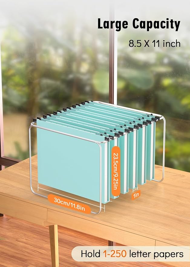 Extra Capacity Plastic Hanging File Folder, 12 Pack Reinforced Hang Folders Letter Size, Heavy Duty 1 Inch Expansion Filing Cabinet Folders, for Bulk Files, Medical Charts, Haze Blue