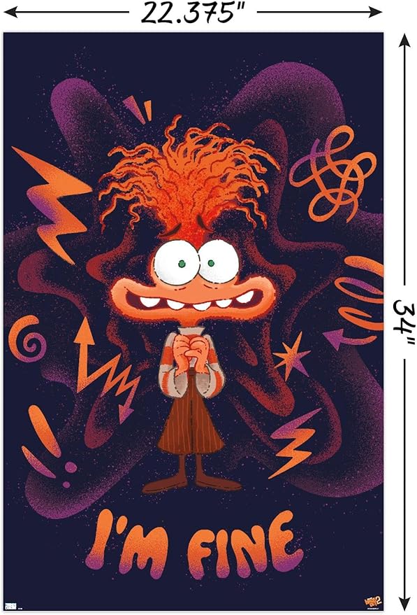 Disney Inside Out 2 - I'm Fine (Anxiety) Wall Poster, 34L" x 22.4W", Unframed Version