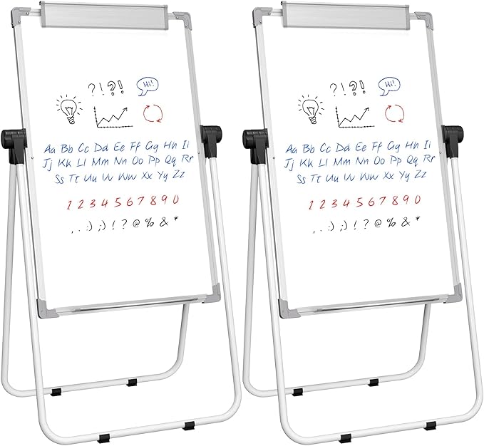 MaxGear Easel Whiteboard with Stand, 36" x 24" Double-Sided Dry Erase Board Flip Chart, Height Adjustable,Foldable, Portable for Home Office Classroom Teaching, 2PCS