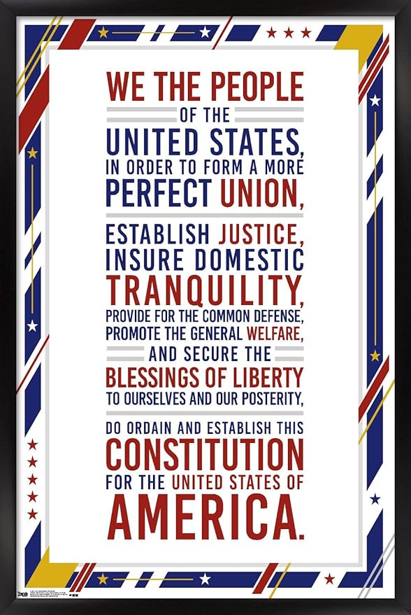 Trends International The United States Of America - Constitution Preamble Wall Poster, 14.725" x 22.375", Black Framed Version