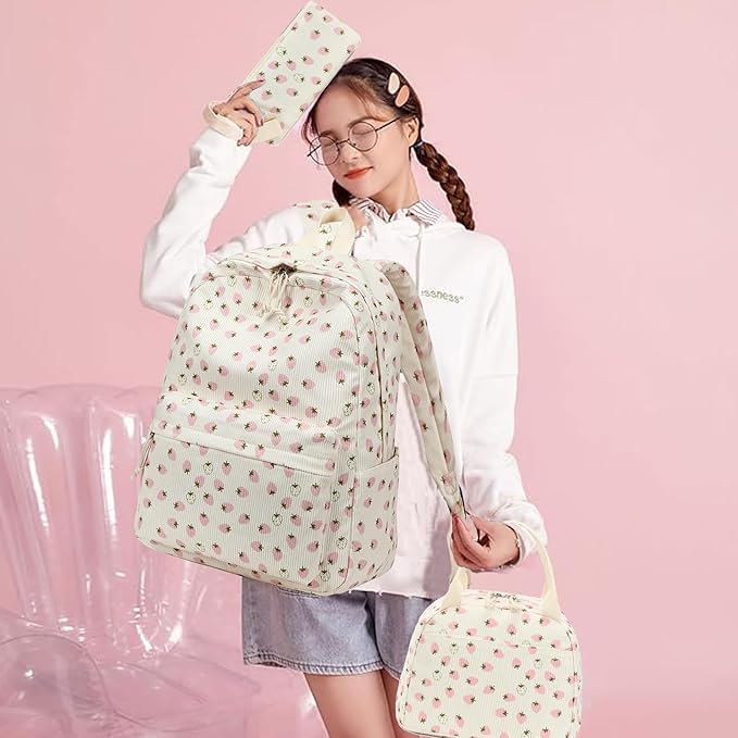 Bluboon School Backpack Set Girls Womens Laptop Bookbag Casual Daypack Fits 15 inch Laptop with Lunch Tote Bag and Pencil Bag