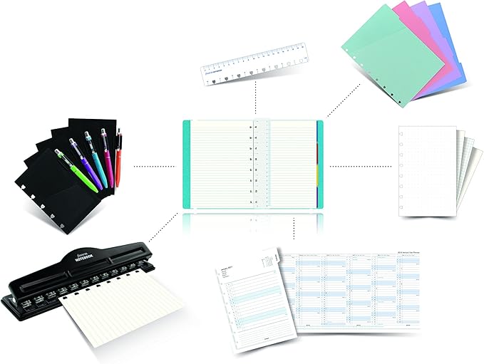 Filofax Notebooks Letter Dotted Journal Refill, Moveable, 10 7/8 X 8 1/2, 32 Cream Sheets Fits Refillable Letter Journals (B112016U)