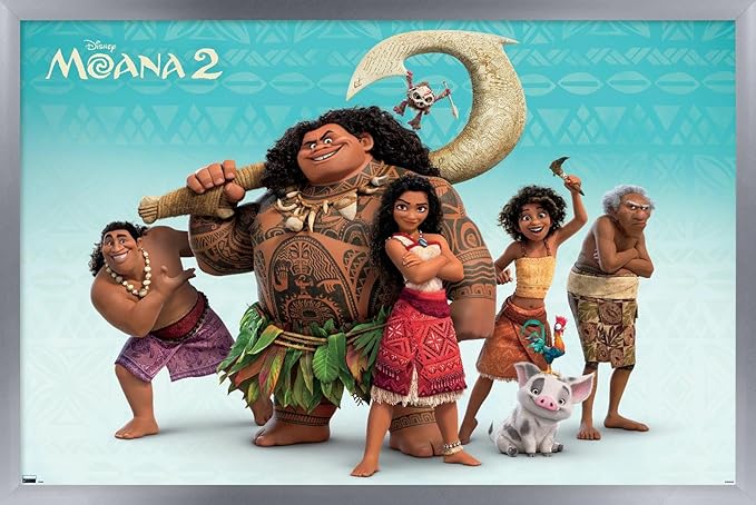 Disney Moana 2 - Group Wall Poster, 34L" x 22.4W", Silver Framed Version