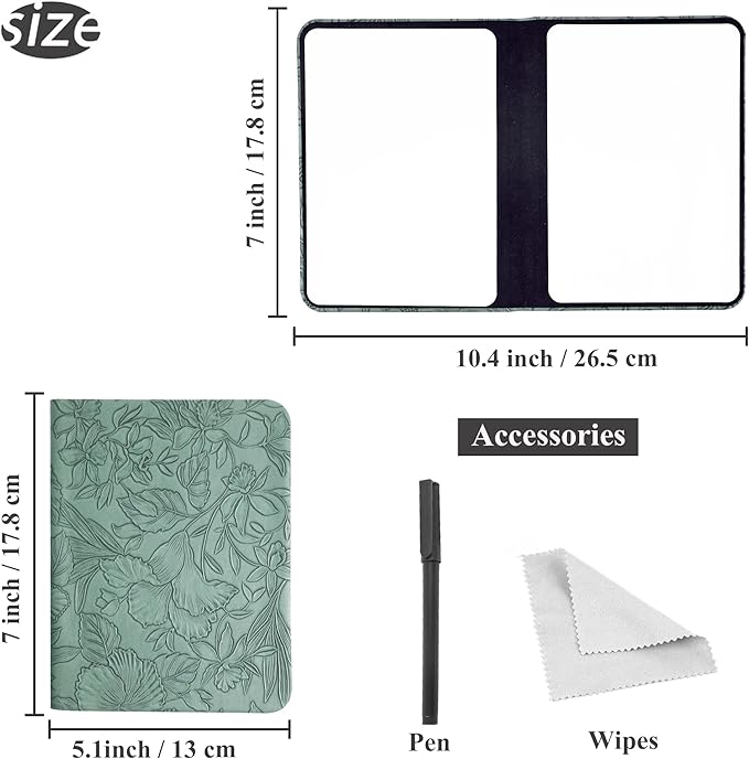 Portable Small White Board Dry Erase Board, Reusable 9.5 * 6.6in Notebook Memo, Office Home Supplies Desk Accessories(1-Carved Green)