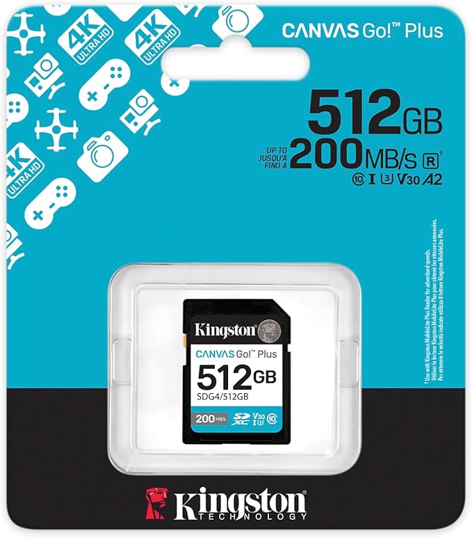 Kingston Canvas Go Plus 512GB SD Card | Up to 200MB/s | Class 10, UHS-I, U3, V30 | SDG4/512GB