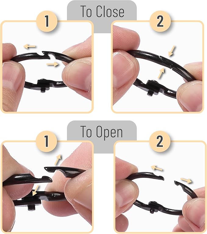 Mr. Pen- Loose Leaf Binder Rings, 40 Pack, Black, 1 Inch, Metal, Small