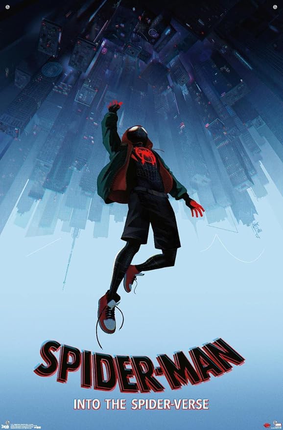 Trends International Marvel Spider-Man - Into The SpiderVerse - Falling Wall Poster, 22.375" x 34", Premium Poster & Pushpin Bundle