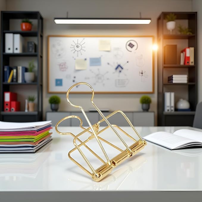 4Pcs Golden Hollow Out Long Tail Wire Binder Clips Paper Binder Clip Binder and Paper Clips Small in Size and Light in Weight Clips