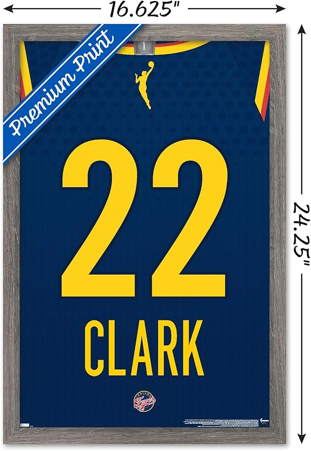 WNBA Indiana Fever - Caitlin Clark Jersey Wall Poster, 22.4L" x 14.7W", Barnwood Framed Version