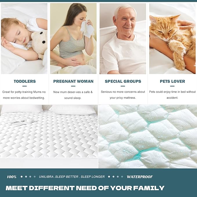 UNILIBRA Cal King Mattress Protector Waterproof, Deep Pocket Mattress Pad Cover Up to 18 Inches, Quilted Fitted Hollow Cotton Filling Breathable Mattress Topper