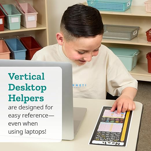 Really Good Stuff Vertical Chalkboard-Style Desktop Helpers, Vinyl, Self-Adhesive- Set of 24 - Primary