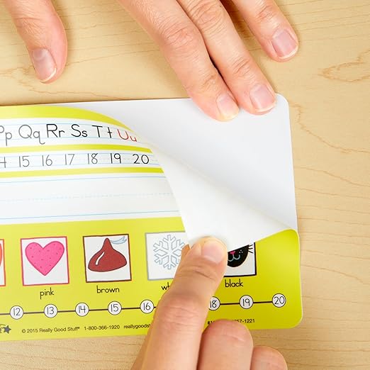 Really Good Stuff 24PK Zaner-Bloser Self-Adhesive Plastic Desktop Reference Nameplate - Letters, Numbers, Colors, Traditional Manuscript Name Tags
