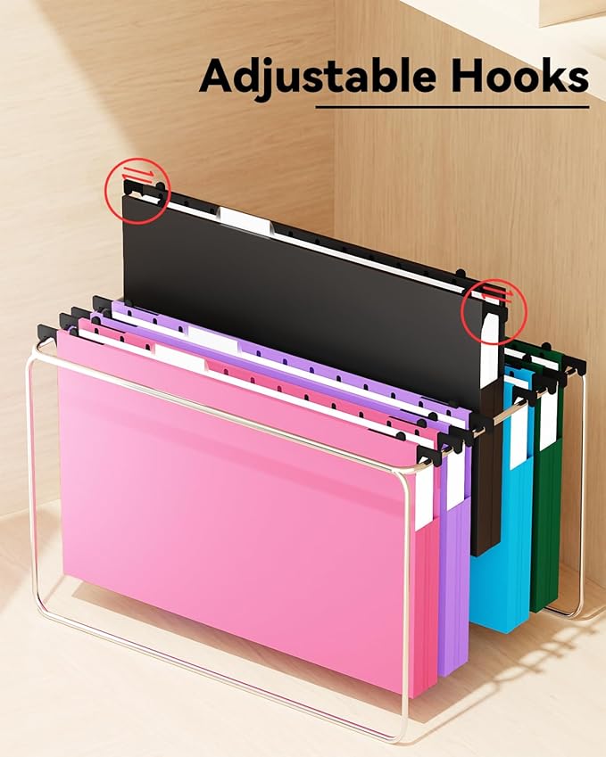 Ansook Plastic Legal Size Hanging File Folders,12 Pack Extra Capacity File Folders Hanging with Tabs,Heavy Duty 1" Expandable Legal Filing Cabinet Folders,File Frame Hanging File Organizer