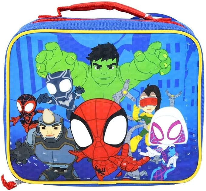 Marvel Spidey and His Amazing Friends Backpack with Lunch Box - Bundle with 16” Spidey Backpack, Lunch Box, Water Bottle, Stickers, More | Spidey and Friends School Bag for Kids