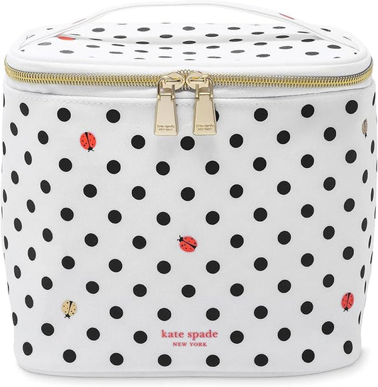 kate spade new york Insulated Lunch Tote, Small Lunch Cooler, Cute Lunch Bag for Women, Thermal Bag with Double Zipper Close and Carrying Handle, Ladybug Dot