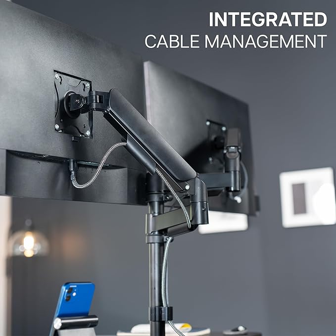 VIVO 42 inch Standing Desk Converter with Dual Monitor Mount for up to 32 inch Screens, Height Adjustable Riser with Mechanical Spring Arms, Black, DESK-KIT-042K2K