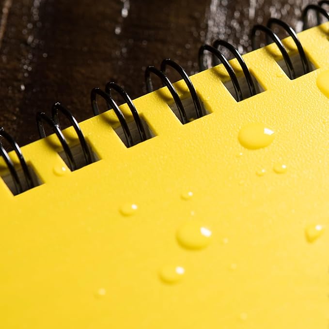 Rite in the Rain Weatherproof Side Spiral Notebook, 4.625" x 7", Yellow Cover, Level Pattern (No. 313)