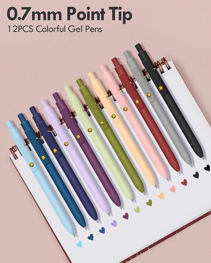25PCS Aesthetic School Supplies with Big Capacity Pen Case, 12pcs Bible Highlighters & 12pcs Colored Pens Set, No Bleed Pastel Highlighters Assorted Colors Pens for Bible Study Supplies (Multicolor)