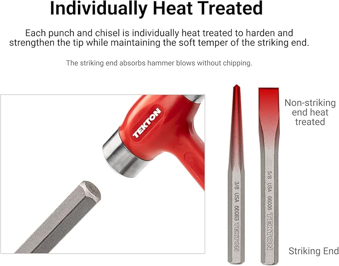 TEKTON Roll Pin Punch Set, 8-Piece (1/16-1/4 in.) | PNC93001 | Made in USA