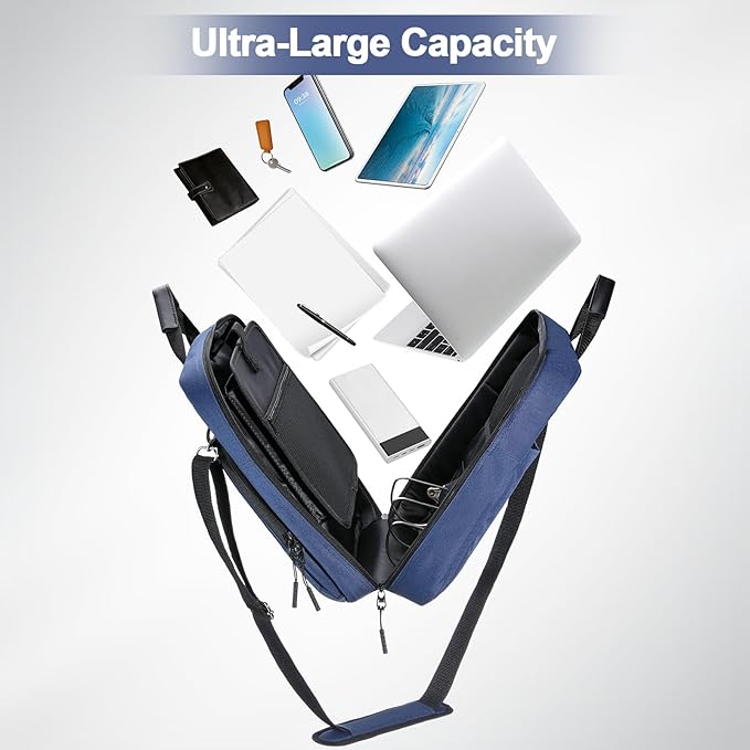 3 Ring Zipper Binder 3 Inch D-Ring, Binder with Strap 700 Sheet Capacity & Multi-Pockets School and Office Organizer, Compatible with 13-Inch MacBook(Patent Design Dark Blue)