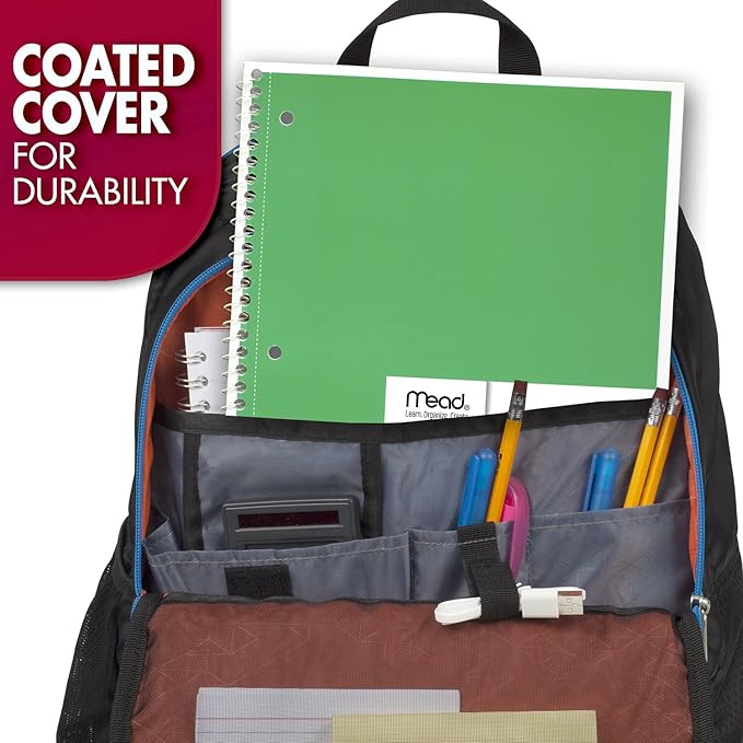 Mead Spiral Notebook, 4 Pack, 1 Subject, Wide Ruled Paper, 7-1/2" x 10-1/2", 70 Sheets per Notebook, Colors Will Vary (930200-ECM25)