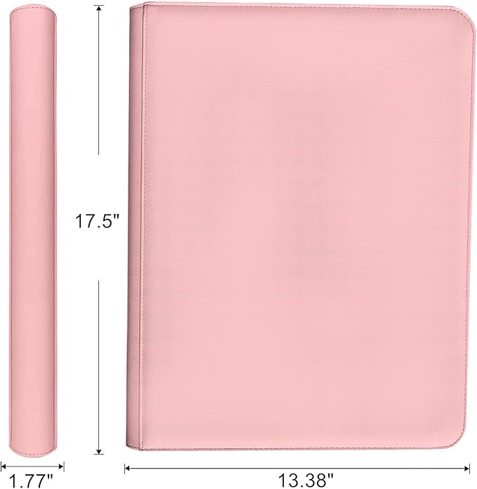 16 Pocket Card Binder, 1000+ Premium Zip Trading Card Binder, Double Sided Pocket Card Binder Album, Ringless Card Folder for MTG, TCG, Sports Card (Pink, 16Pockets)