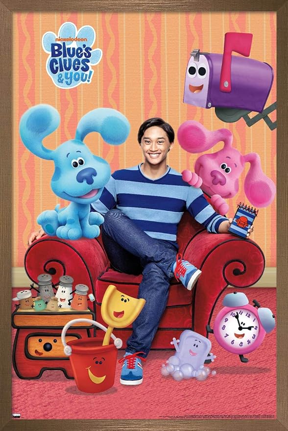 Nickelodeon Blue's Clues - Group Wall Poster, 22.4L" x 14.7W", Bronze Framed Version