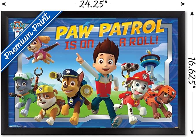 Nickelodeon Paw Patrol - Crew Wall Poster, 22.4L" x 14.7W", Black Framed Version
