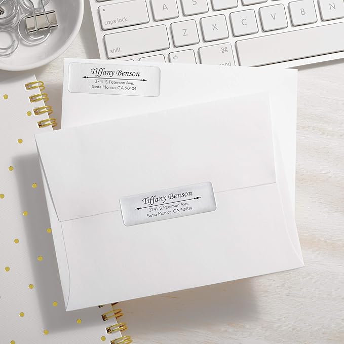 Avery Printable Return Address Labels, 0.75" x 2.25", Silver Foil, 300 Blank Mailing Labels (08986) (Pack of 5)