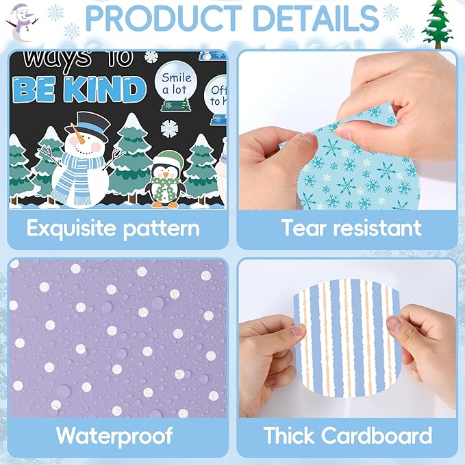 Winter Bulletin Board Set Snow Many Ways to Be Kind Bulletin Board Snowman Penguin Snow Globe Cutouts Motivational Classroom Decor Christmas Holiday Party for Classroom Chalkboard Wall Door Decor