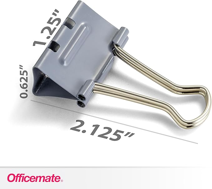 Officemate EZ Binder Clips,Medium Size,12/Box,Gray (99250),(Pack of 2)