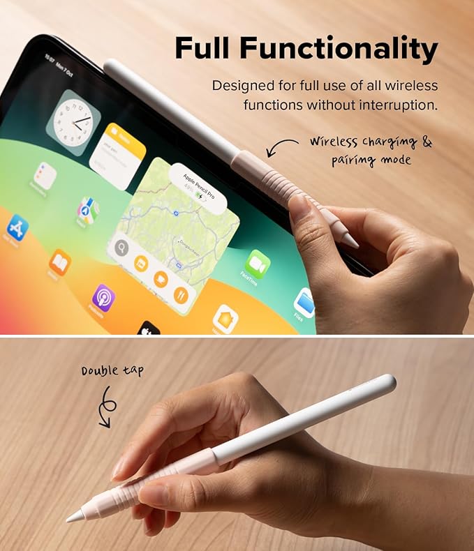 Ringke Silicone Drafting Grip Holder Compatible with Apple Pencil 2nd Generation, Apple Pencil USB-C and Apple Pencil Pro Case, Perfect Grip Silicone Protective Cover Sleeve Accessories - Pink Sand