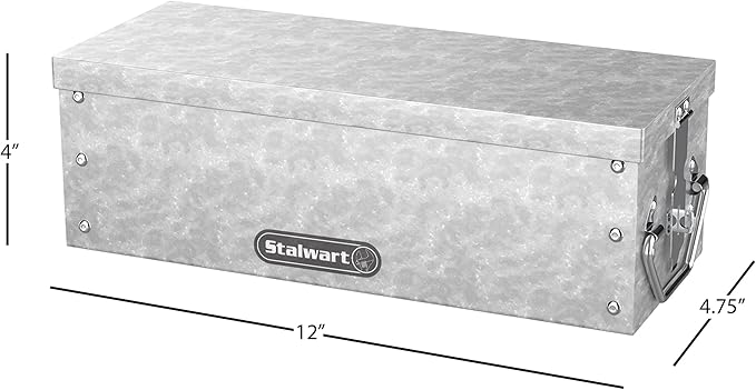 Stalwart Metal Lock Box with Folding Handle | Stackable Design | Secure Valuables | Silver | Pack of 2