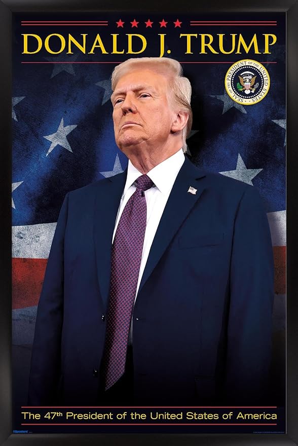 President Donald Trump - 47th President Wall Poster, 34L" x 22.4W", Black Framed Version